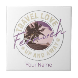 Fernweh Palm And Beach Vintage Travel Souvenir Tile