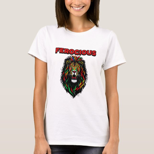 Ferocious Colourful Lion T-Shirt (Front)