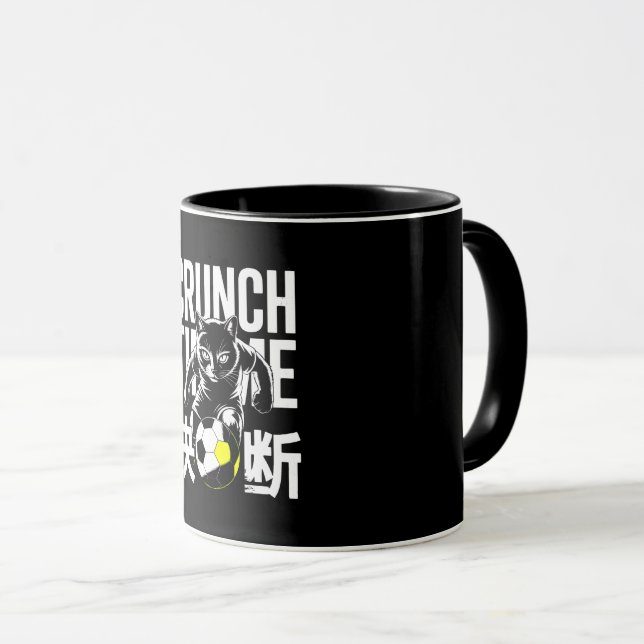 Ferocious Crunch Time Soccer Cat Mug (Front Right)
