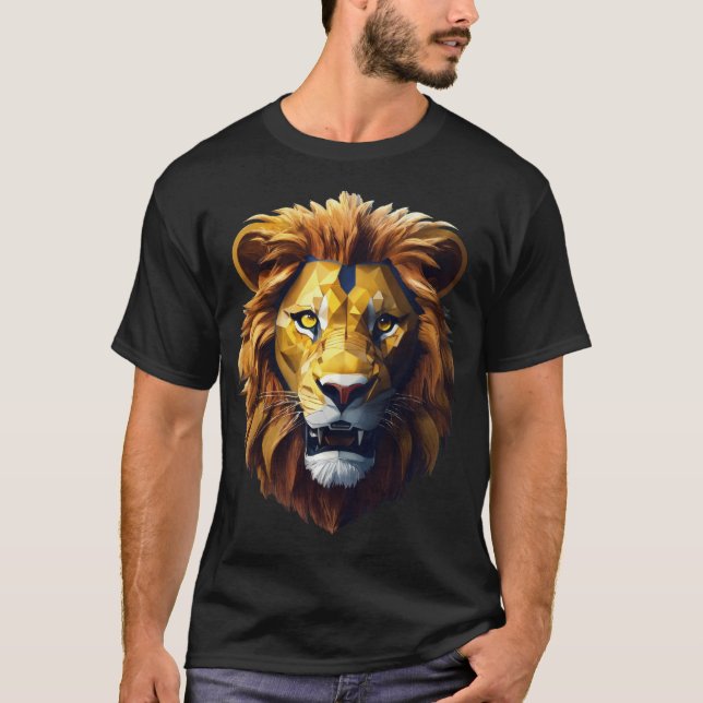 Ferocious Reverie: 4D Realistic Lion Art Men's Tee (Front)
