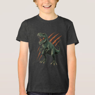 Ferocious T-Rex with Claw Marks Tri-Blend Shirt