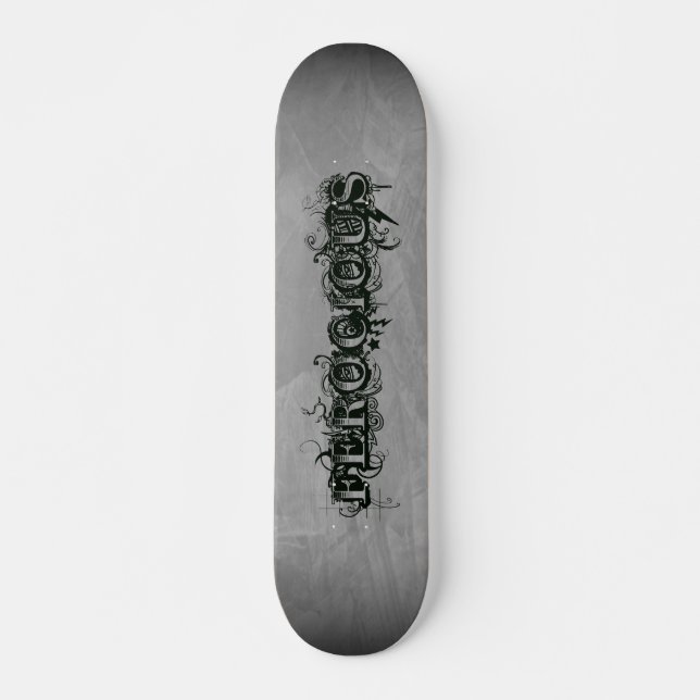 Ferocious Tattoo Slate Grey Ombre Skateboard (Front)