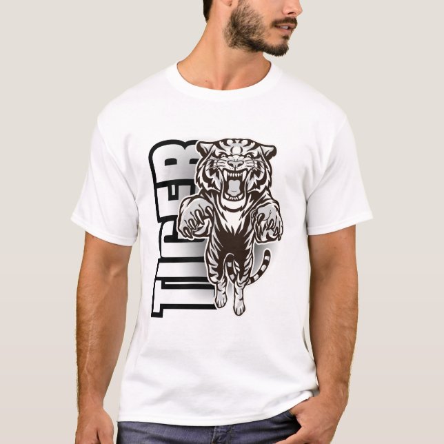 Ferocious Tiger Roar Graphic T-Shirt (Front)