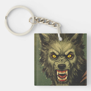 Ferocious Werewolf Horror Illustration Key Ring