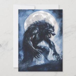 Ferocious Werewolf Watercolor Holiday Card