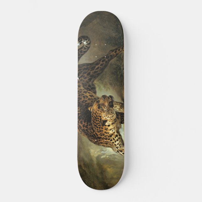 Ferocious Wild Leopard (by Jean-Baptiste Oudry) Skateboard (Front)