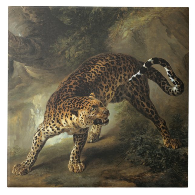 Ferocious Wild Leopard (by Jean-Baptiste Oudry) Tile (Front)