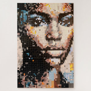 Ferocity Vibrant Pixel Art Portrait Jigsaw Puzzle