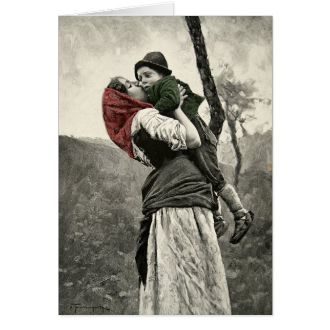 Ferraguti Love Mother Son Child Kiss Vintage Art (Front)