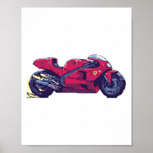 Ferrari Concept Bike - Retro Pixel Art Sticker  Poster