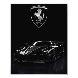 Ferrari FXX-K Black Hypercar   Dark Supercar Photo Print