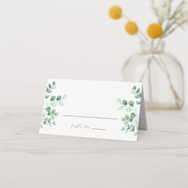 Ferras Greenery Wedding Place Card (Front)