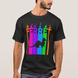 Ferret Animal Rainbow Bubble With Silhouette T-Shirt