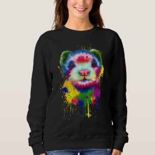 Ferret Artwork Face Hand Painting Splash Art Pet P Sweatshirt