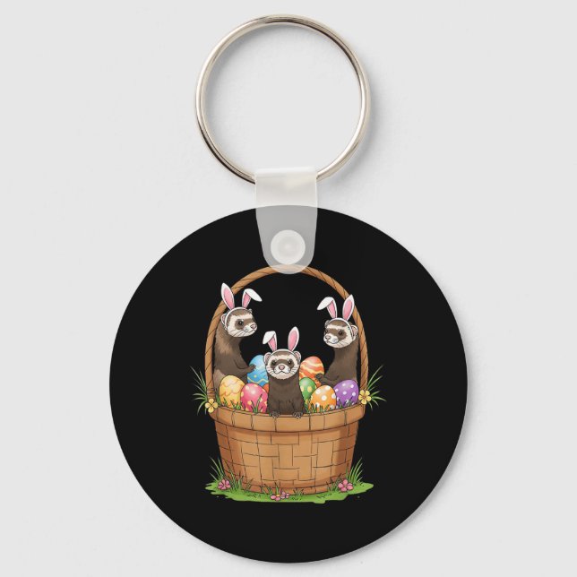 Ferret Bunny Easter Basket Egg Easter Day Womens M Key Ring (Front)