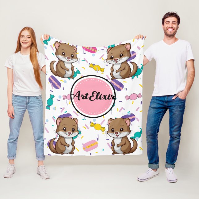 Ferret Candies Print Fleece Blanket (In Situ)
