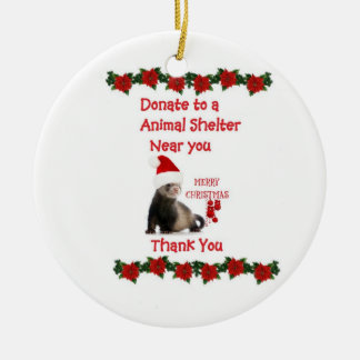Ferret Christmas Ceramic Ornament