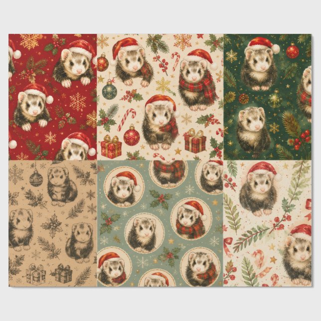 Ferret Christmas Montague Wrapping Paper (Flat)