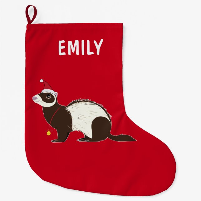 Ferret Christmas Name Customisable Large Christmas Stocking (Front)