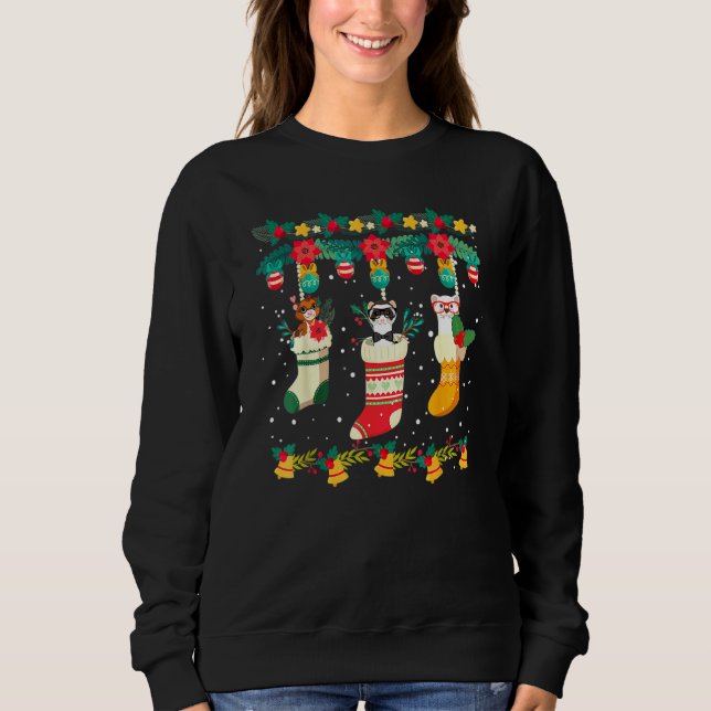 Ferret Christmas Socks X Mas Lights Family Christm Sweatshirt (Front)