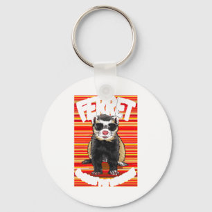 Ferret Coolest Pet On Earth Retro Sungles Funny T Key Ring