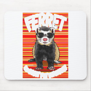 Ferret Coolest Pet On Earth Retro Sungles Funny T  Mouse Pad