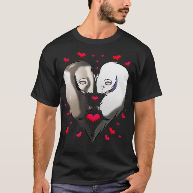 Ferret Couple Gift Valentines Day Cute Animal T-Shirt (Front)