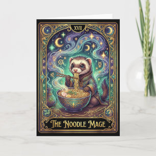 Ferret Eating Ramen Tarot Card Japanese Kawaii Pet