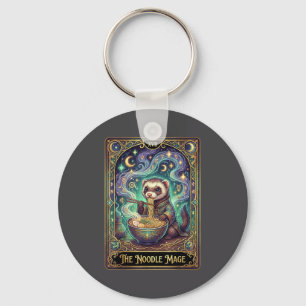 Ferret Eating Ramen Tarot Card Japanese Kawaii Pet Key Ring