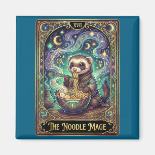 Ferret Eating Ramen Tarot Card Japanese Kawaii Pet Magnet