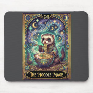 Ferret Eating Ramen Tarot Card Japanese Kawaii Pet Mouse Pad