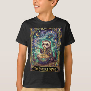 Ferret Eating Ramen Tarot Card Japanese Kawaii Pet T-Shirt
