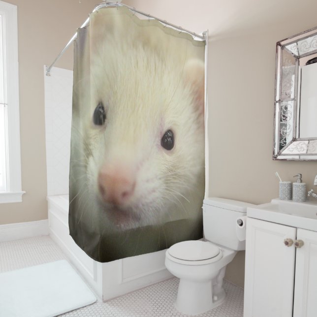 Ferret face shower curtain (In Situ)