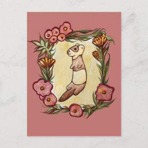 Ferret Floral Nature Ferrets                       Postcard