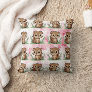 Ferret Floral Vintage Pattern Cushion