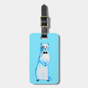 Ferret Gentleman Watercolor With Monocle Bow Tie Luggage Tag