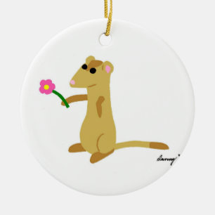 Ferret Holding a Flower Ornament