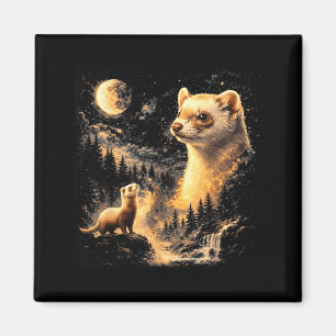 Ferret howling to the moon vintage 90s retro anima magnet