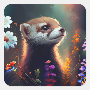 Ferret in a Field of Flowers Sticker