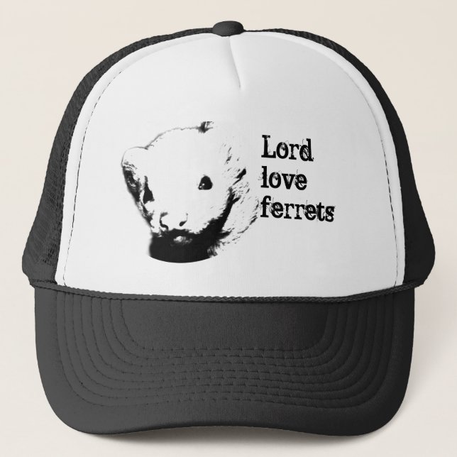 Ferret in Black and White Trucker Hat (Front)