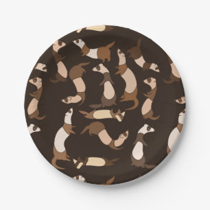 Ferret in dark brown paper plate