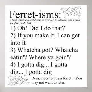 Ferret-isms & Sayings Print for Ferret Lovers