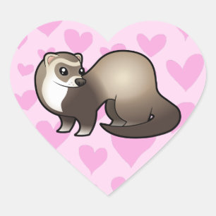 Ferret Love Heart Sticker