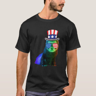 Ferret Mum Dad Mustela Nigripes 4th July T-Shirt