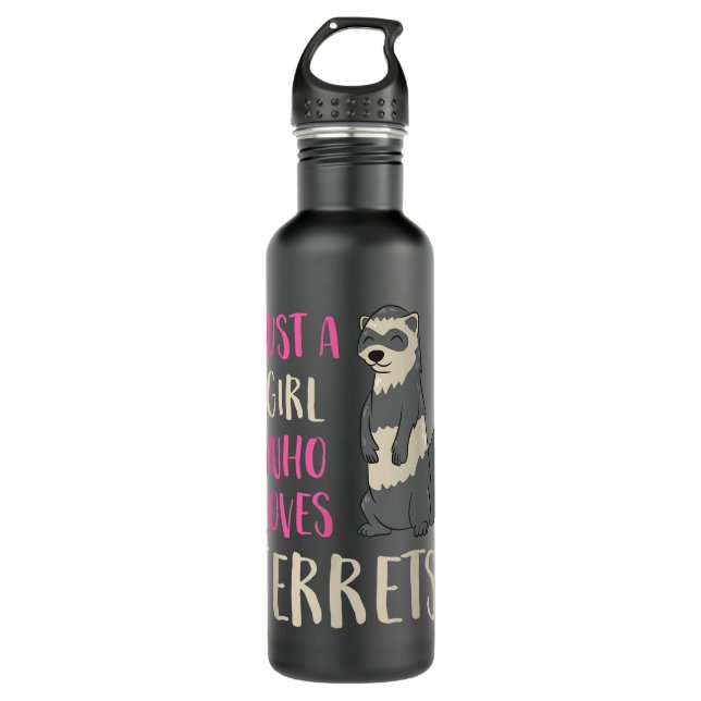 Ferret Mum Ferret Girl Just A Girl Who Loves Ferre 710 Ml Water Bottle (Front)
