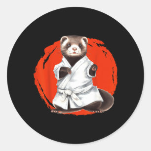 Ferret Ninja Martial Arts Karate Jiu-Jitsu Judo Classic Round Sticker