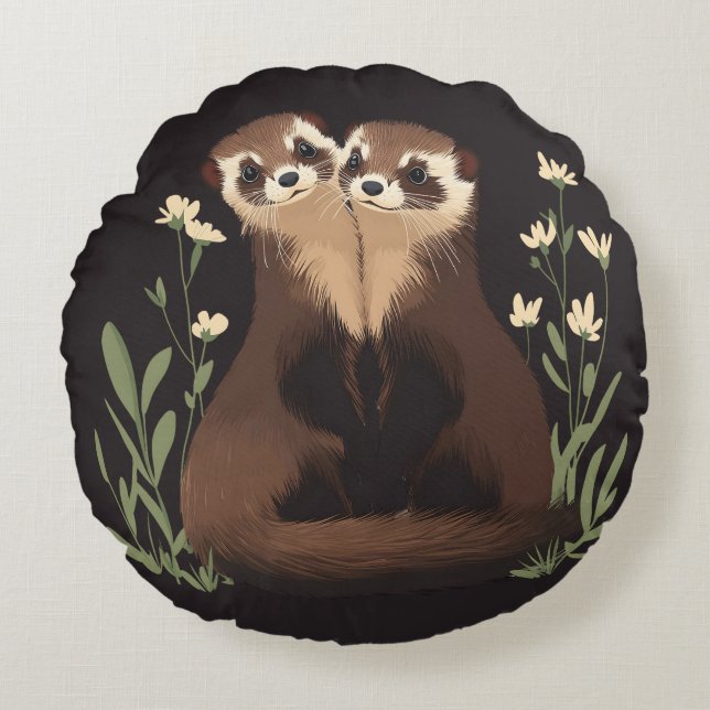 Ferret Pals Round Cushion (Front)