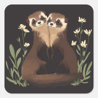 Ferret Pals Square Sticker