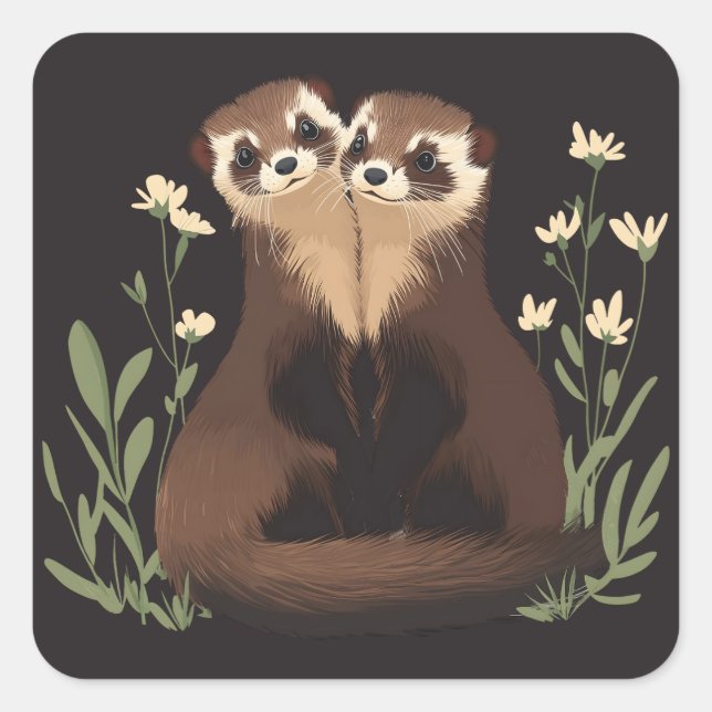 Ferret Pals Square Sticker (Front)