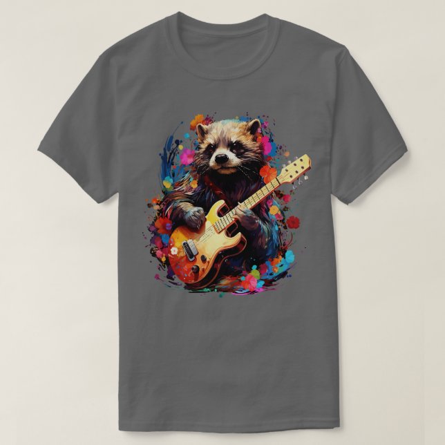 Ferret Playing Guitar T-Shirt (Design Front)